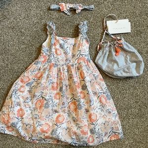 Tahari 3-piece Floral Summer Dress - 5T - Bag, Headband & Dress.